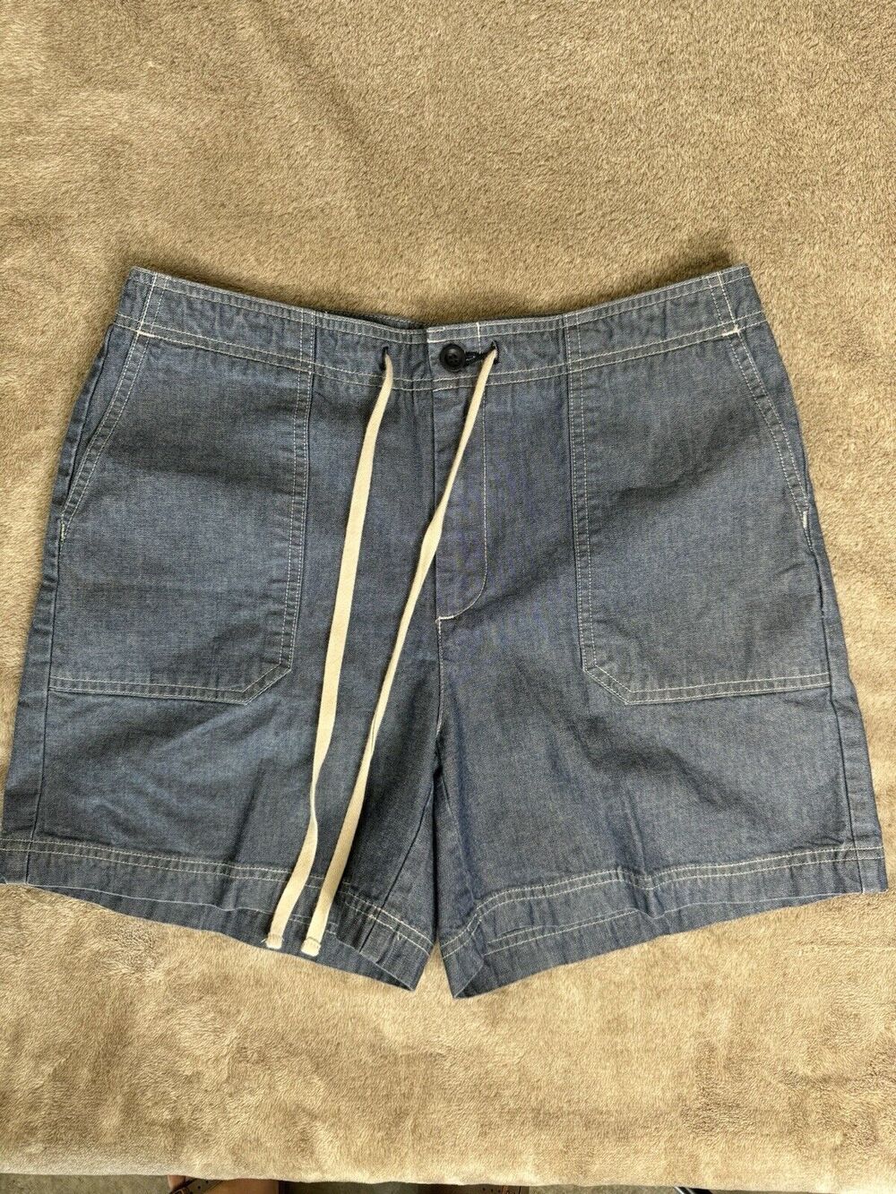 Dockers Chambray Shorts Womens Size 8  Blue Drawstring Waist Casual Sunner